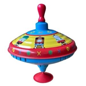 Thomas The Train Metal Spinning Top with Litho Wood Handle Vintage 1997